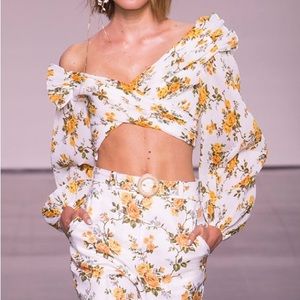 Zimmerman Golden Surfer Bodice Cropped Floral Top